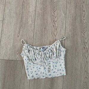 Princess Polly White and Blue Floral Crop Top